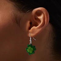 St. Patrick's Day Glitter Shamrock Acrylic Drop Earrings