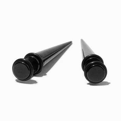 Black Stainless Steel Faux Taper Earrings
