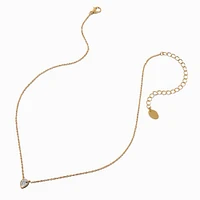 Gold-tone Cubic Zirconia Teardrop Pendant Necklace