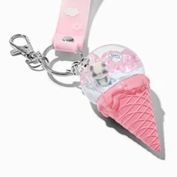 Pink Ice Cream Cone & Panda Water-Filled Wristlet Keychain