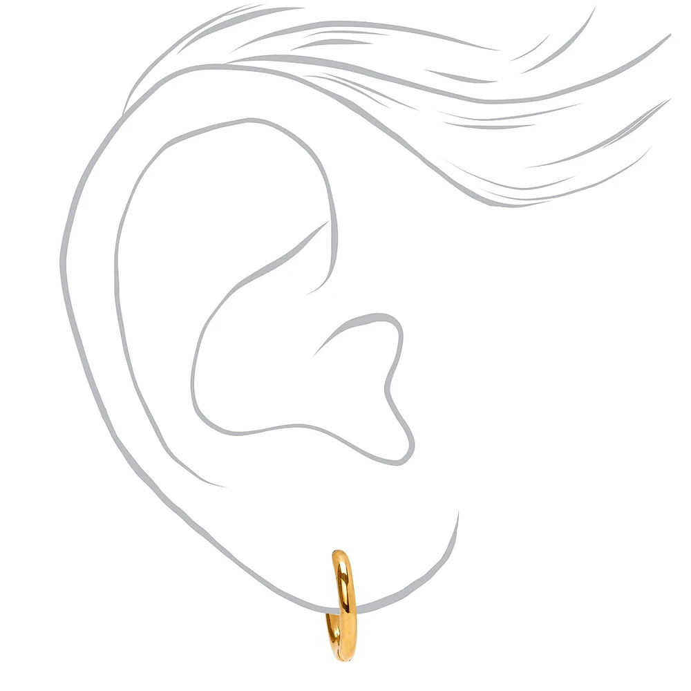 C LUXE by Claire's Gold-tone Titanium 10mm Tube Hoop Earrings