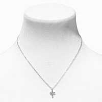 Silver-tone Crystal Cross Pendant Necklace