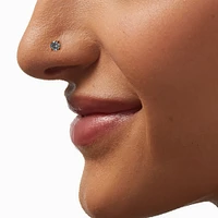 20G Gold-tone Stainless Steel Cubic Zirconia Corkscrew Nose Stud