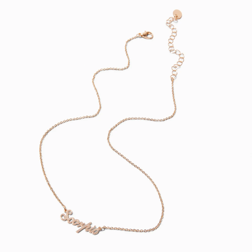 Gold-tone Script Zodiac Pendant Necklace - Scorpio