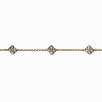 Gold-tone Cubic Zirconia Clover Chain Bracelet