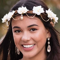 Gold-tone Chain Ivory Flower Vine Headwrap