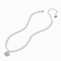 Pearl & Silver-tone Rosette Pendant Necklace