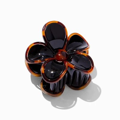 Black Tortoiseshell Lined Flower Hair Claw 