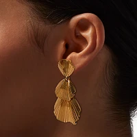 Gold-tone Flower Petal Drop Earrings