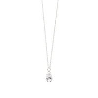 Silver Cubic Zirconia Pear Pendant Necklace