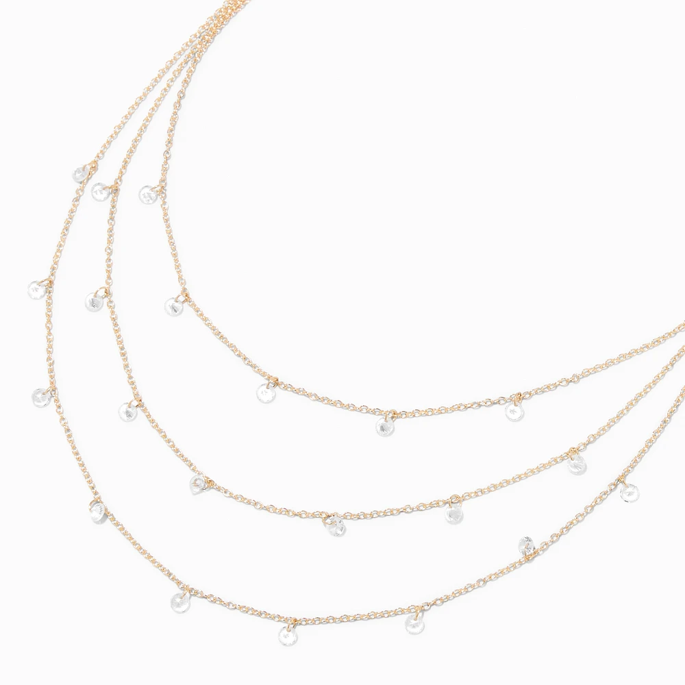 Gold-tone Cubic Zirconia Confetti Multi-Strand Necklace