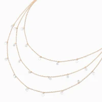 Gold-tone Cubic Zirconia Confetti Multi-Strand Necklace 