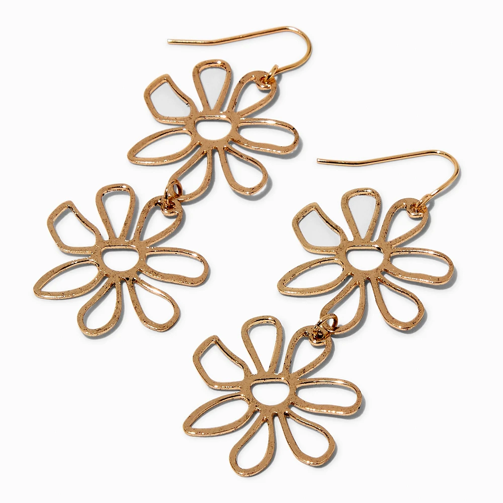Gold-tone Cutout Daisy 2.5" Drop Earrings