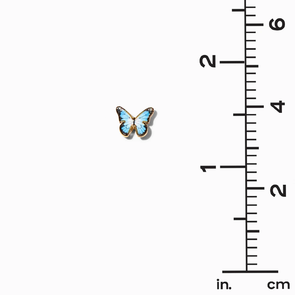 18kt Gold Plated Blue Monarch Butterfly Stud Earrings