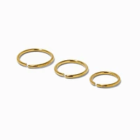 20G Gold-tone Stainless Steel Mixed Nose Hoops - 3 Pack