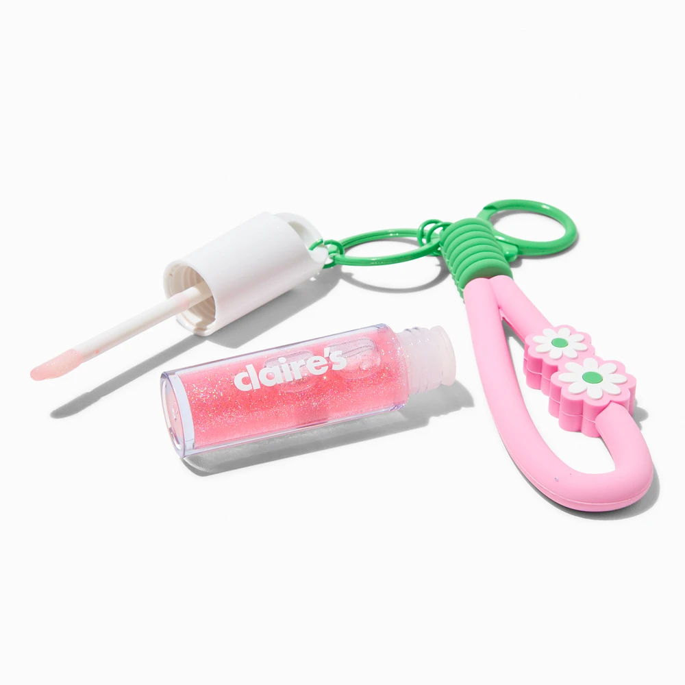 Pink Daisy Lip Gloss Keychain