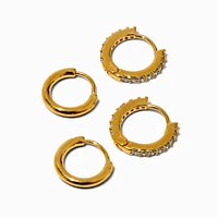 C LUXE by Claire's 18kt Gold Plated Cubic Zirconia 8mm & 10mm Hoop Earrings - 2 Pack
