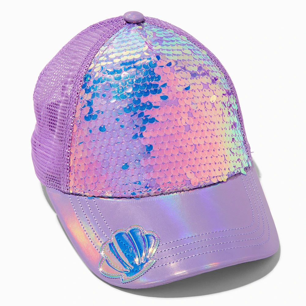 Claire's Club Purple Sequin Trucker Hat