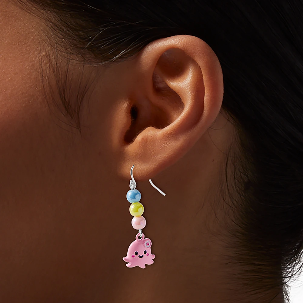 Pink Octopus Beaded Drop Earrings