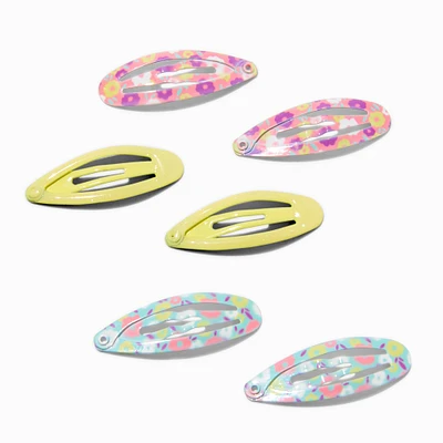 Claire's Club Pastel Flower Print Snap Hair Clips - 6 Pack