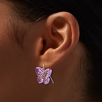 Pink Butterfly Confetti Shaker Drop Earrings