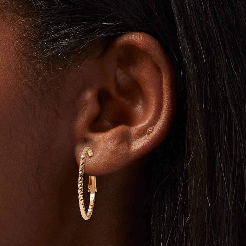 Gold-tone Textured Hoop & Studs Earrings Set - 6 Pack