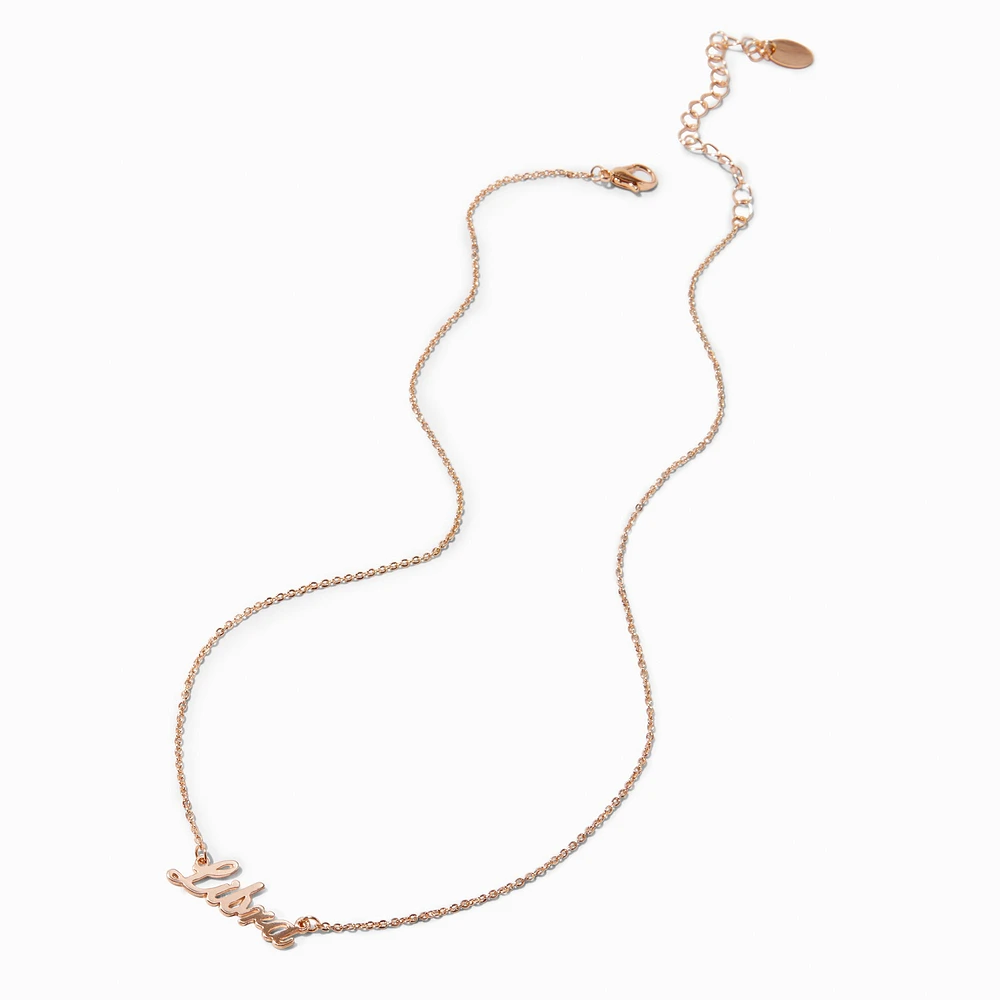Gold-tone Script Zodiac Pendant Necklace - Libra