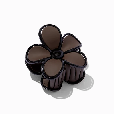Brown & Black Lined Flower Hair Claw 