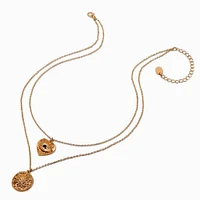 Gold-tone Coin Pendant Multi-Strand Necklace
