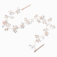 Rose Gold-tone Frosted Flower Hair Swag