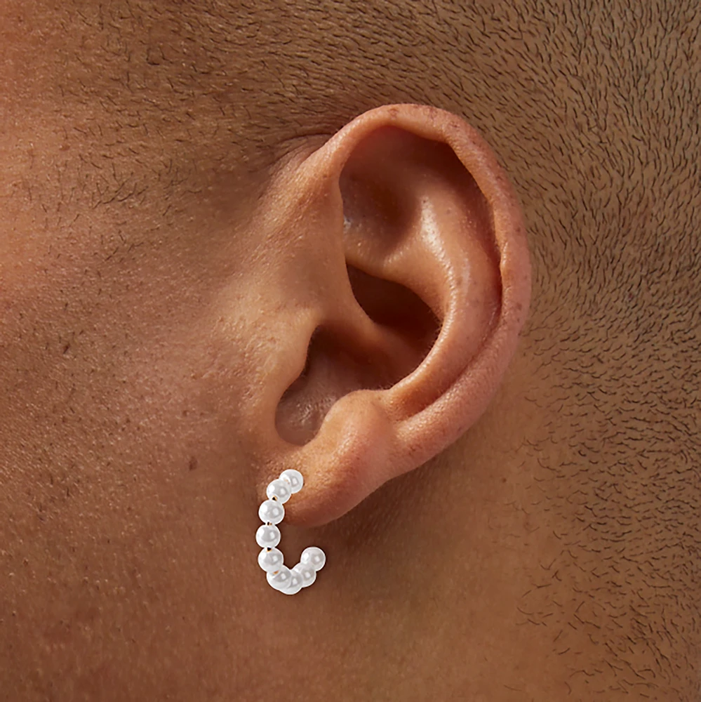 Gold-tone Bow & Pearl Mixed Stud & Hoop Earrings - 6 Pack