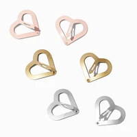 Claire's Club Glitter Heart Cut-Out Snap Hair Clips - 6 Pack