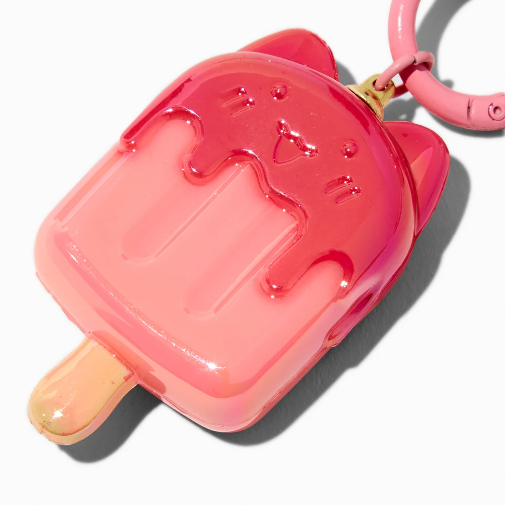 Pink Cat Ice Pop Wristlet Keychain