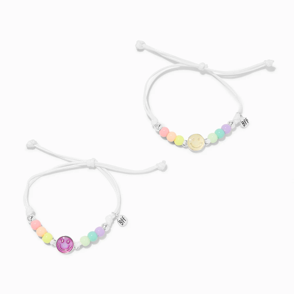 Best Friends Color-Changing UV Happy Face Rainbow Beads Bracelets - 2 Pack