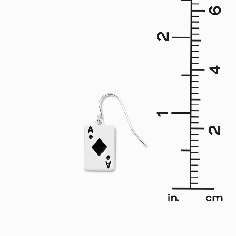 Black Diamond Ace Playing Card 0.5" Drop Earrings