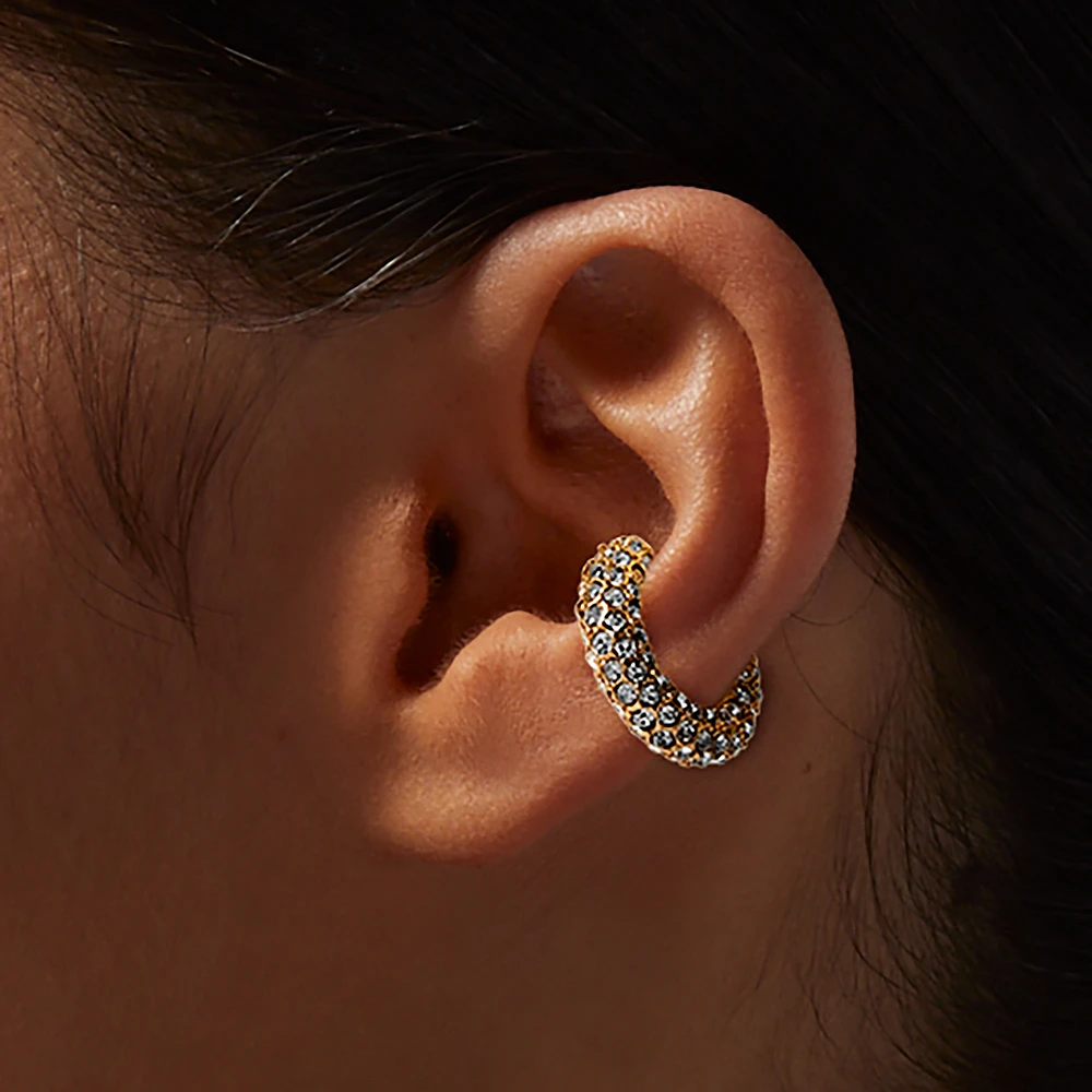 Gold-tone Crystal Pavé Chunky Ear Cuff 