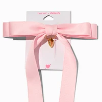 T H E M E x Claire's Long Tail Gold-tone Heart Charm Hair Bow Clip