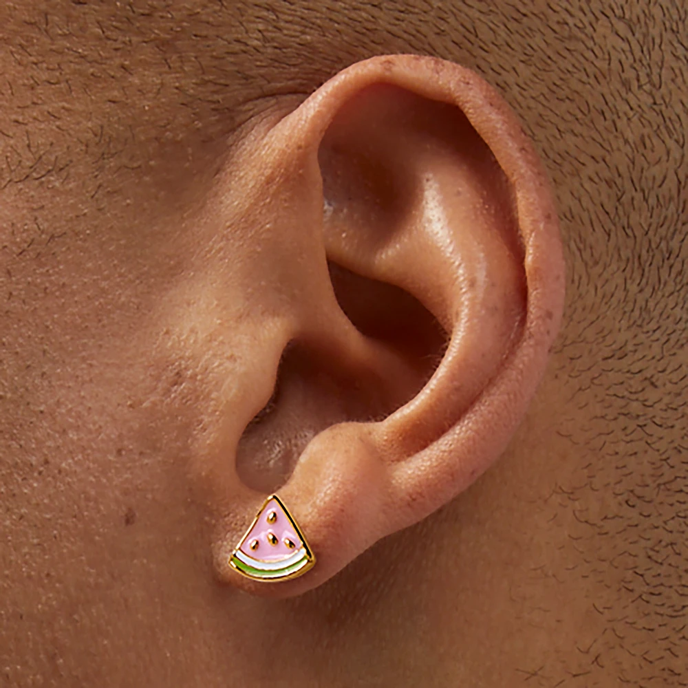 18kt Gold Plated Watermelon Stud Earrings