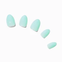Sage Green Glossy Short Almond Vegan Faux Nail Set - 24 Pack