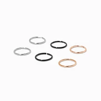 20G Mixed Metal Stainless Steel Nose Rings - 6 Pack