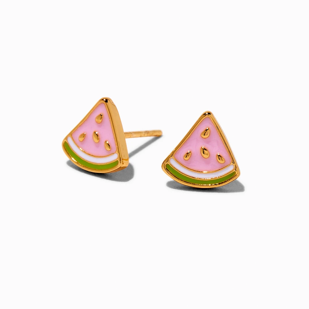 18kt Gold Plated Watermelon Stud Earrings