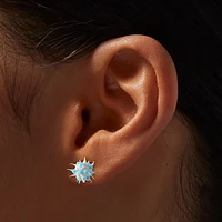 Light Blue Rave Spike Burst Stud Earrings 