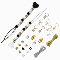 Black & Gold-tone Beaded DIY Hair Set 