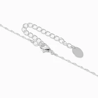 Cubic Zirconia & Black Bead Silver-tone Chain Necklace
