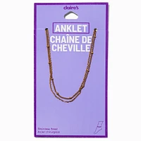 Gold-tone Stainless Steel Ball Chain Anklets - 2 Pack