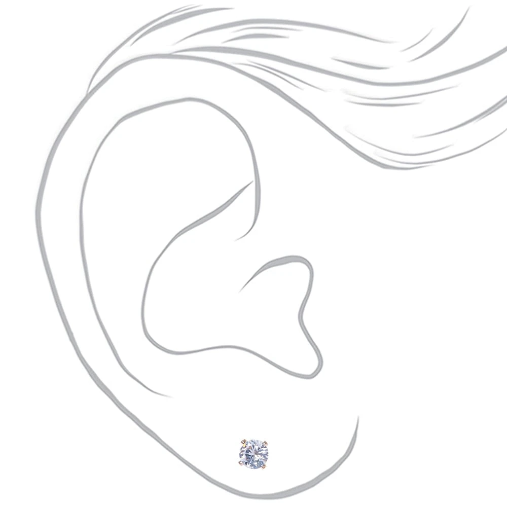 Rose Gold-tone Cubic Zirconia 4mm Round Stud Earrings