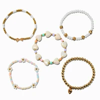 T H E M E x Claire's Gold-tone Heart Stretch Bracelets- 5 Pack