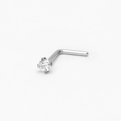 20G Silver-tone Stainless Steel Cubic Zirconia Basic Nose Stud