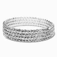 Silver-tone Rhinestone Bezel Coil Bracelet