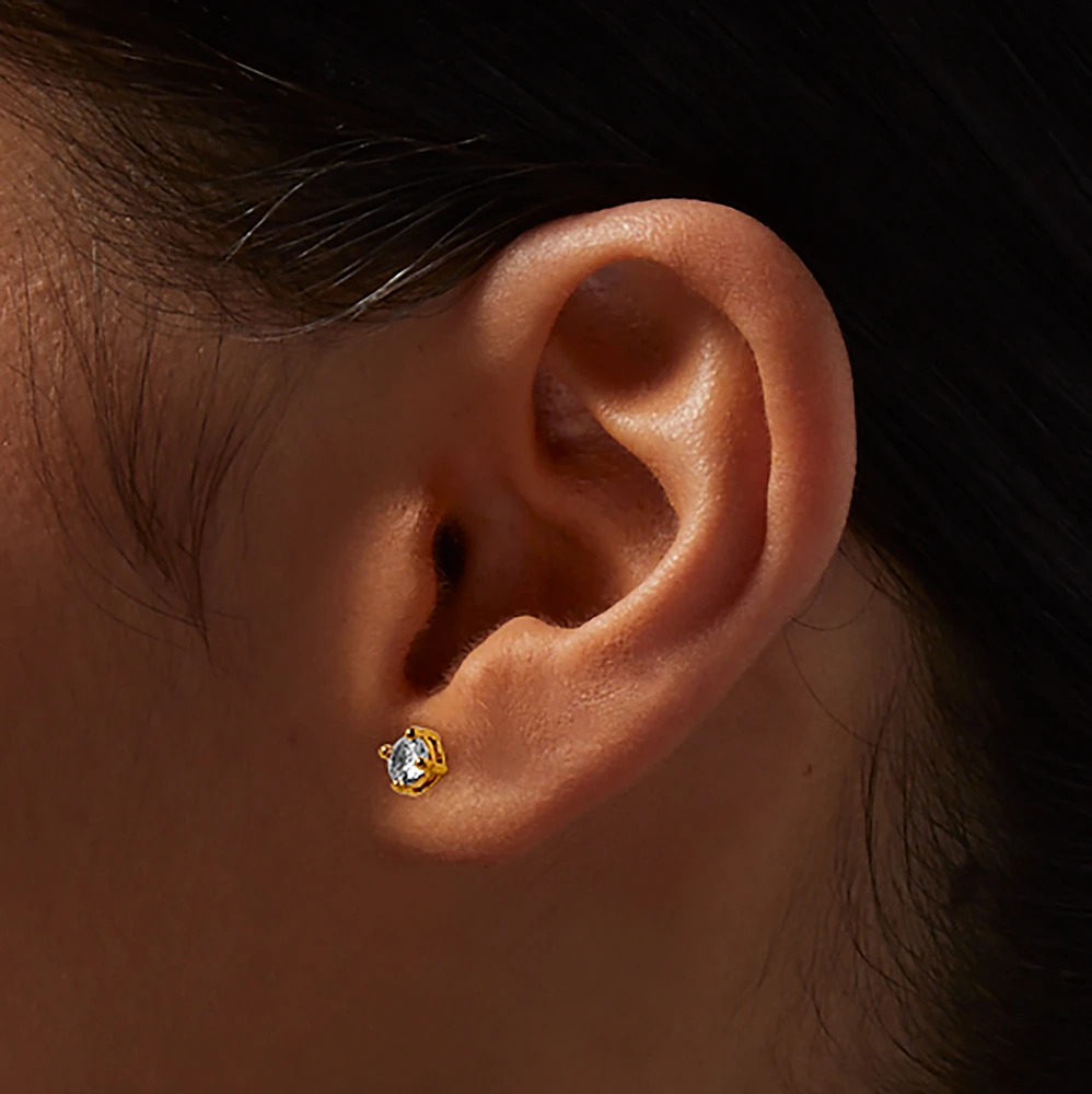 C LUXE by Claire's 18kt Gold Plated Cubic Zirconia 2mm, 3mm, & 4mm Round Stud Earrings - 3 Pack